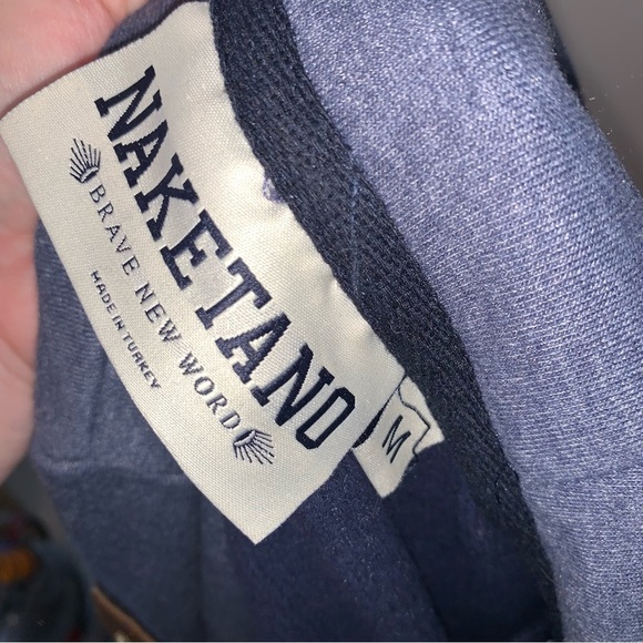 Naketano Blue and Brown Hoodie Side 1/2 Zip M - Picture 3 of 8